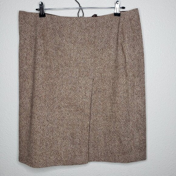 Brooks Brothers Women's Sz 4 100% Wool Brown Knit Skirt w/ Split(653) - Picture 1 of 7